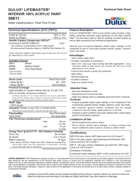 Dulux® Lifemaster® Interior 100% Acrylic Paint 59611