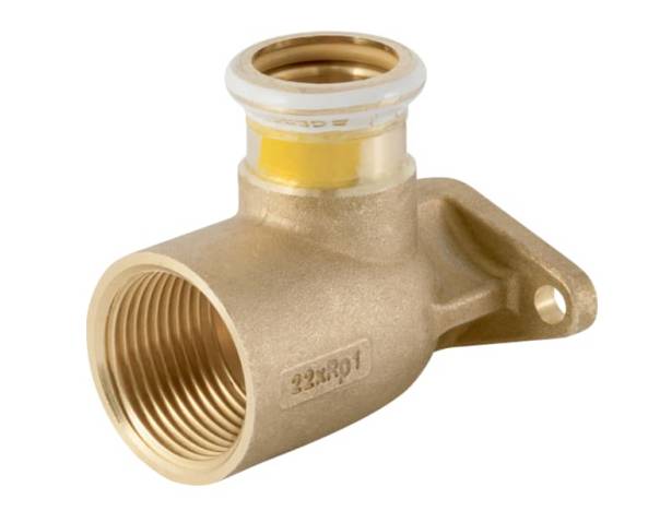 Geberit Mapress Copper Elbow Tap Connector 90°, Offset, Circular Hole 50 mm (Gas)