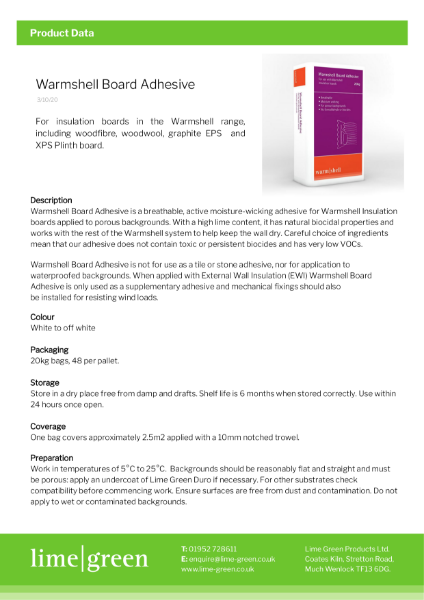 Warmshell Board Adhesive Datasheet