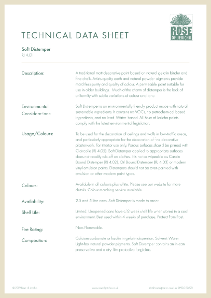 Soft Distemper - Data Sheet