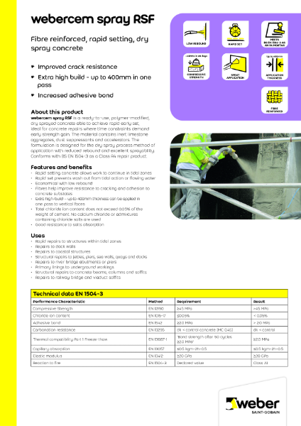 webercem spray RSF - Technical datasheet