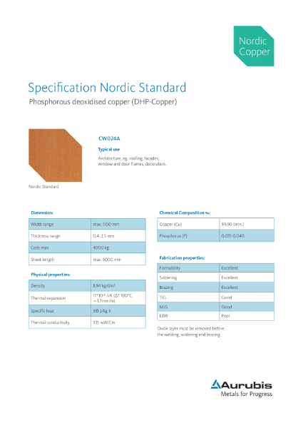 Aurubis - Specification Nordic Standard