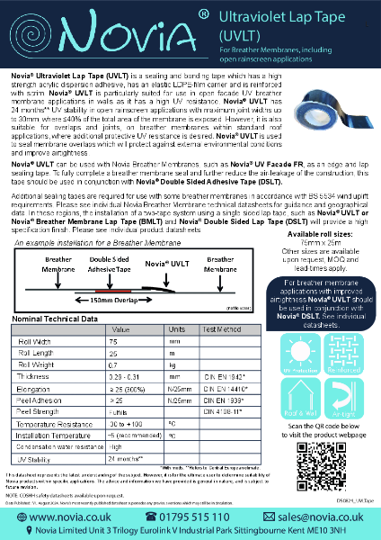 Novia Ultraviolet Lap Tape ( UVLT) Datasheet