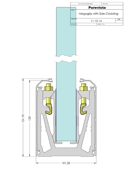 Mega-Grip 3kn Frameless Glass Balustrade Channel Drawing inc dimensions