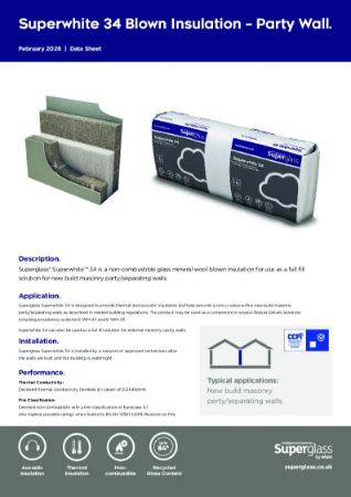 Superglass® Superwhite™ 34 Blown Insulation - Party Wall - Datasheet