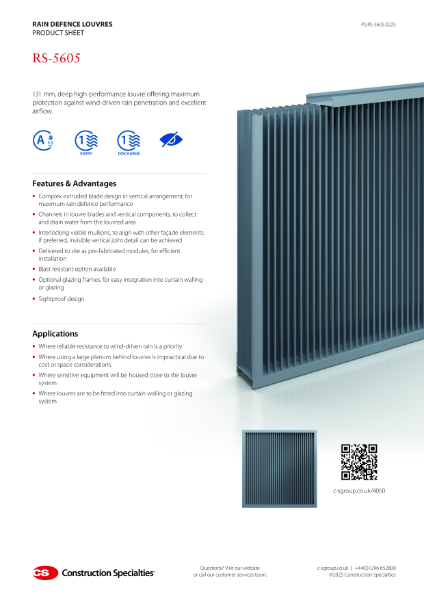 CS RS-5605 Rain Defence Louvre Product Sheet (02.25)