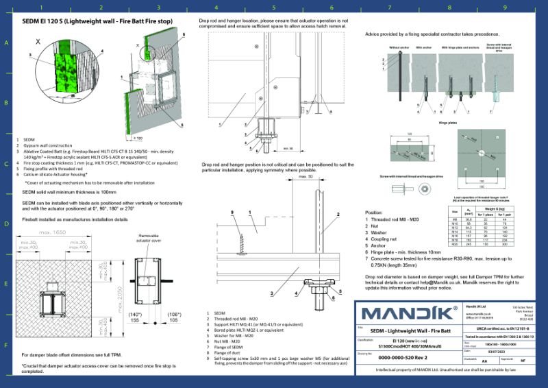 SEDM – Lightweight Wall Fire Batt - CID (UKCA)