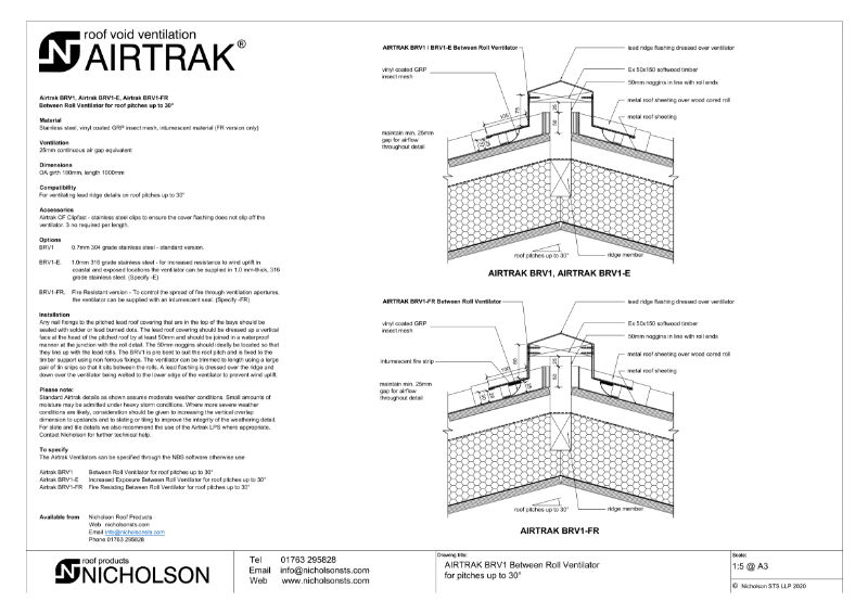 AIRTRAK BRV Technical Data Sheet