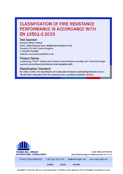 i-FAST Fire Resistance Classification Report