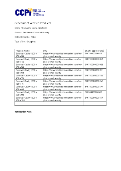 CCPI Assessed - Eurowall® Cavity