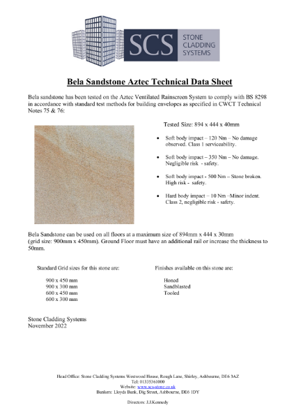 Bela Sandstone Technical Data Sheet