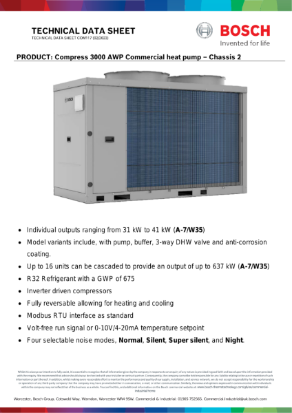 CS3000AWP Chassis 2 technical data sheet