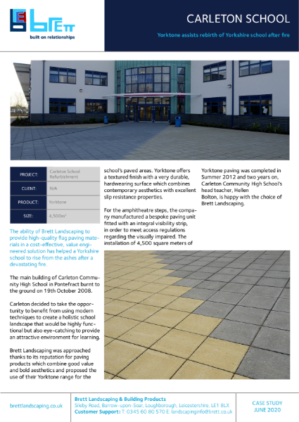 Yorktone paving slabs assists rebirth of Yorkshire school after fire.