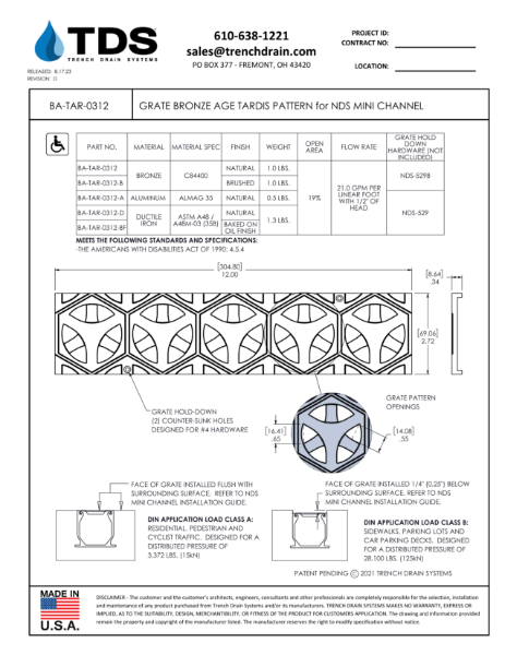 Grate Bronze Age Tardis Pattern for NDS Mini Channel