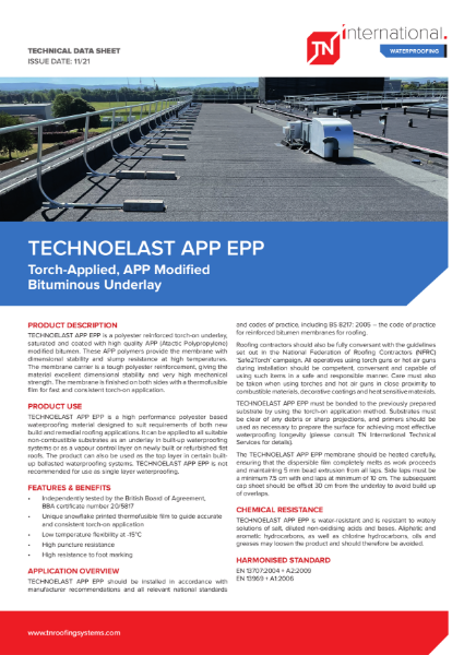 TNi TECHNOELAST APP EPP Underlay - Datasheet