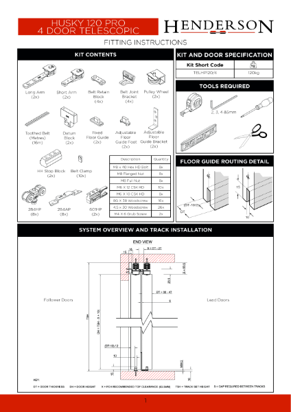 Husky 120 Pro Telescopic - 4 Door Instructions