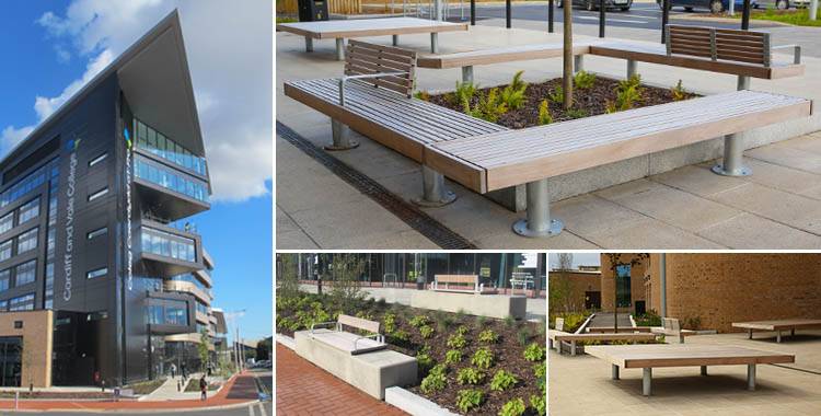 Bespoke external furniture for Cardiff & Vale College