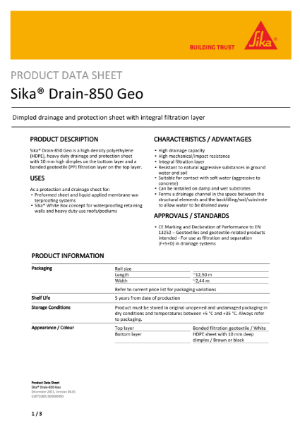 Sika® Drain-850 Geo