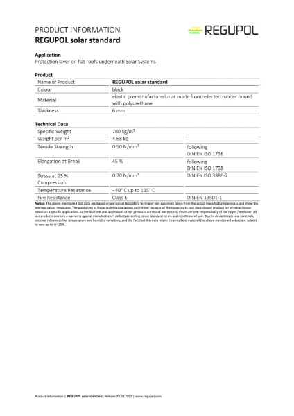 Solar standard Data sheet