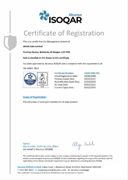 ISO 14001:2015 Penrhyn Quarry