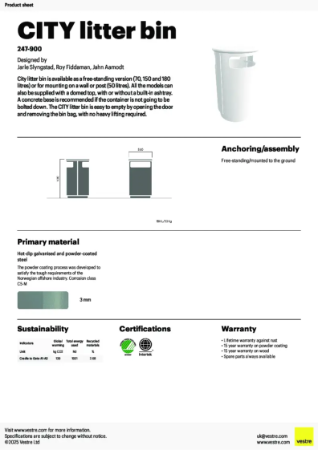 City Litter Bin - Product sheet 247-900