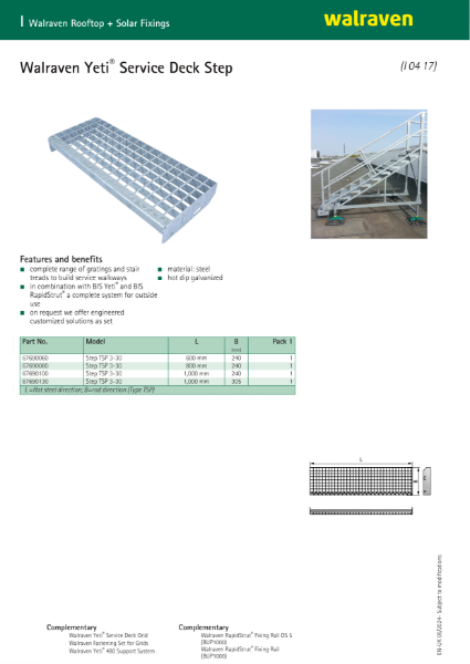 Walraven Yeti® Service Deck Step Data Sheet