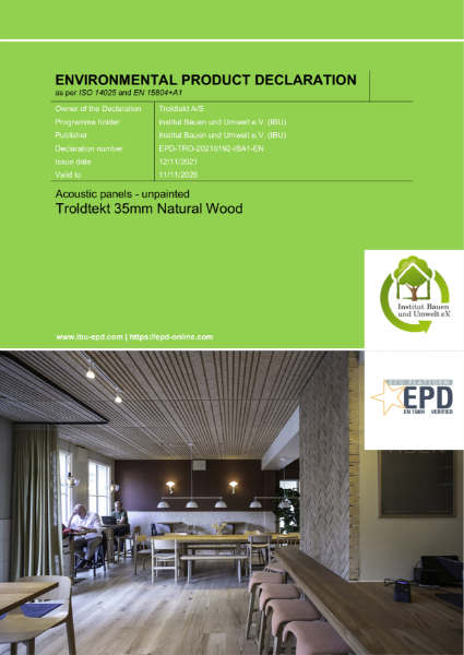 EPD - Troldtekt 35mm natural wood unpainted
