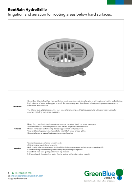 GBU RootRain HydroGrille Datasheet