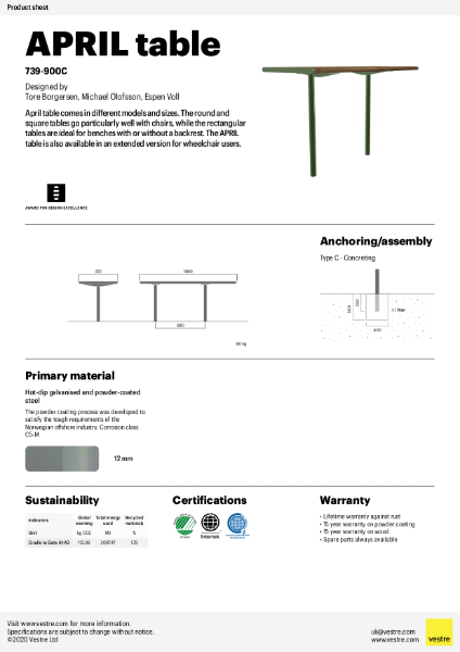 APRIL Table - 739-900C