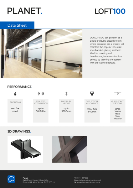 LOFT100 Banded Glazed Partition Data Sheet