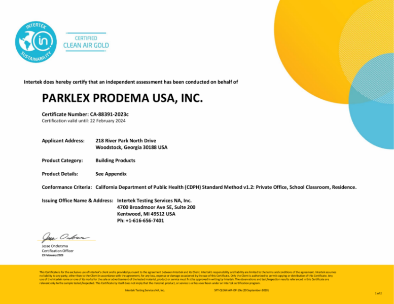 Clean Air Gold Certificate  NATURCLAD - B