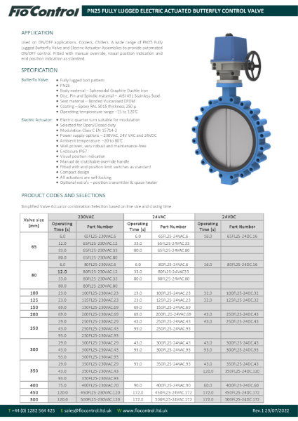 PN25 Fully Lugged Electric Actuated Butterfly Control Valve