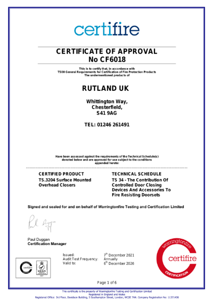 Certificate of Approval