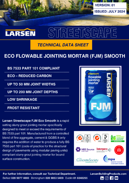 TDS - FJM Eco Smooth BS 7533 Type 40 Jointing Mortar