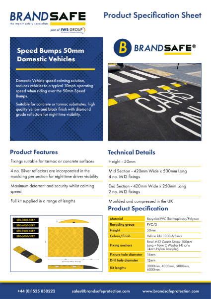 Speed Bumps (Domestic Vehicles) - Brandsafe Spec Sheet