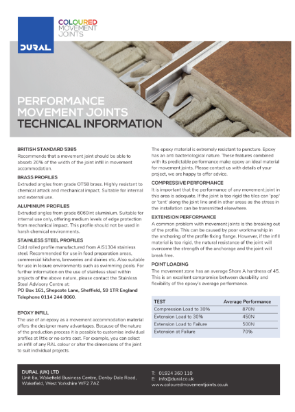 Coloured Movement Joints Technical Information