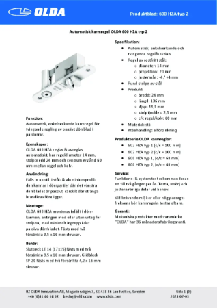 Glidbleck OLDA SP 20 - med urtag för stolpe - montering | RZ Olda ...