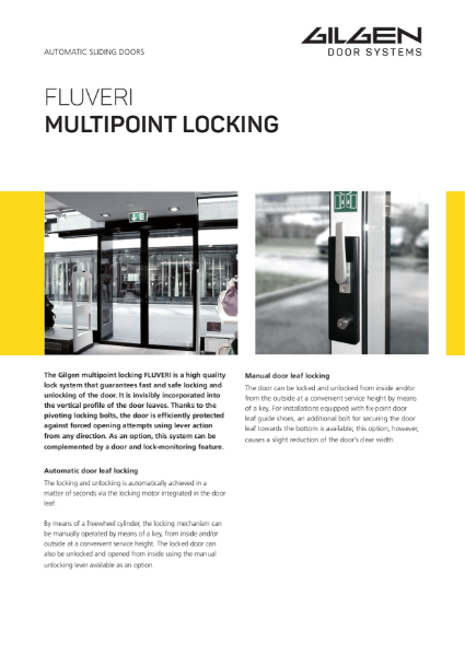 Gilgen Fluveri Multipoint Door Locking System