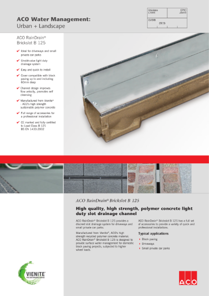 ACO RainDrain Brickslot B 125 brochure