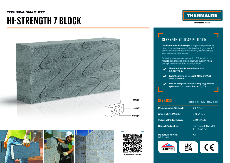 Thermalite Hi-Strength 7 Block - Technical Data Sheet