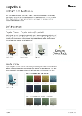 Capella X Colours and Materials