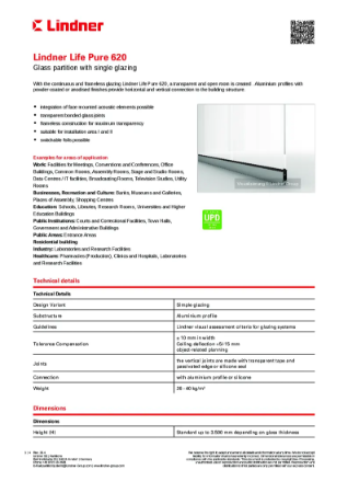Lindner Life Pure 620 - Data sheet
