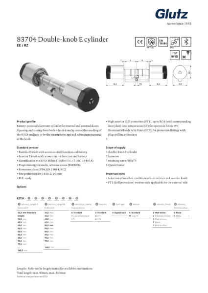 83704 E-Cylinder, Both Sides Electronic