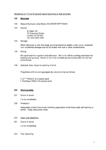 Saint-Astier Lime Pointing Dry Ready Mix Specs