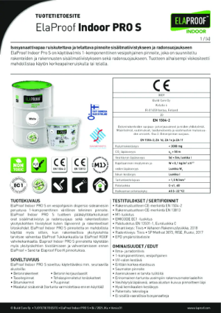 ElaProof  - Indoor PRO S - Tuotetietoesite 2025