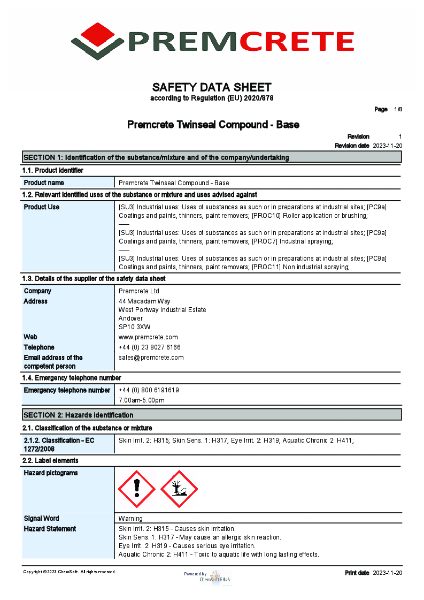 Twinseal Compound GR MSDS
