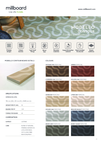 Modello Contour Spec Sheet UK