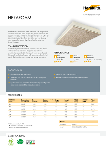 Technical Datasheet Herafoam Wood Wool Board with PIR insulaton