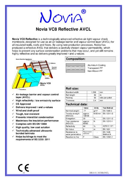 Novia VC8 Reflective Air and Vapour Control Layer