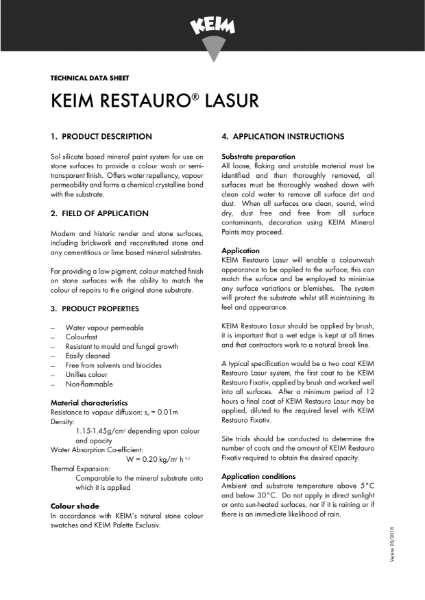 Keim Restauro Lasur Technical Data Sheet